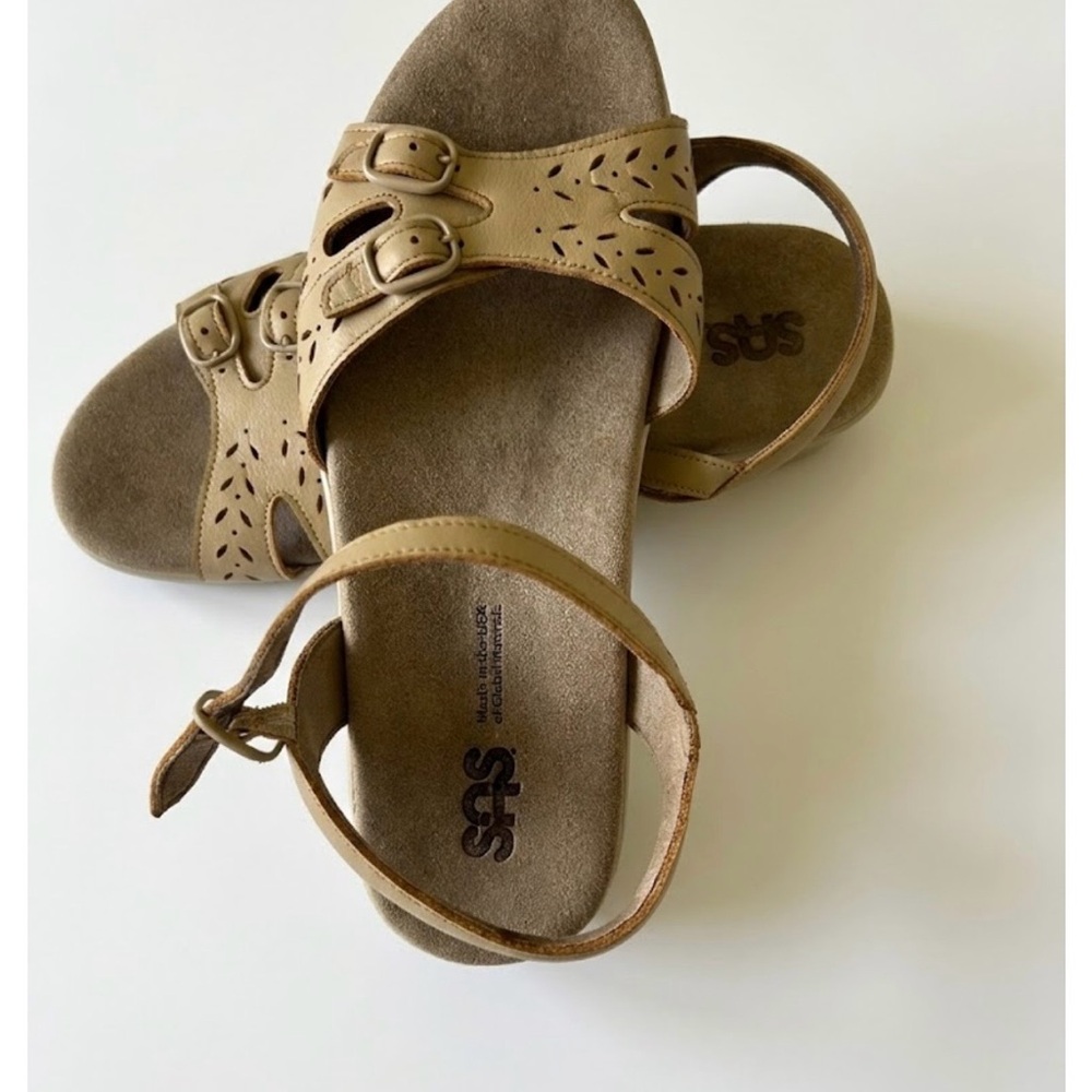 SAS Beige Sandals with Perforated Straps